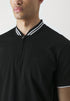 EMPORIO ARMANI COLLAR STRIPE POLO SHIRT - BLACK